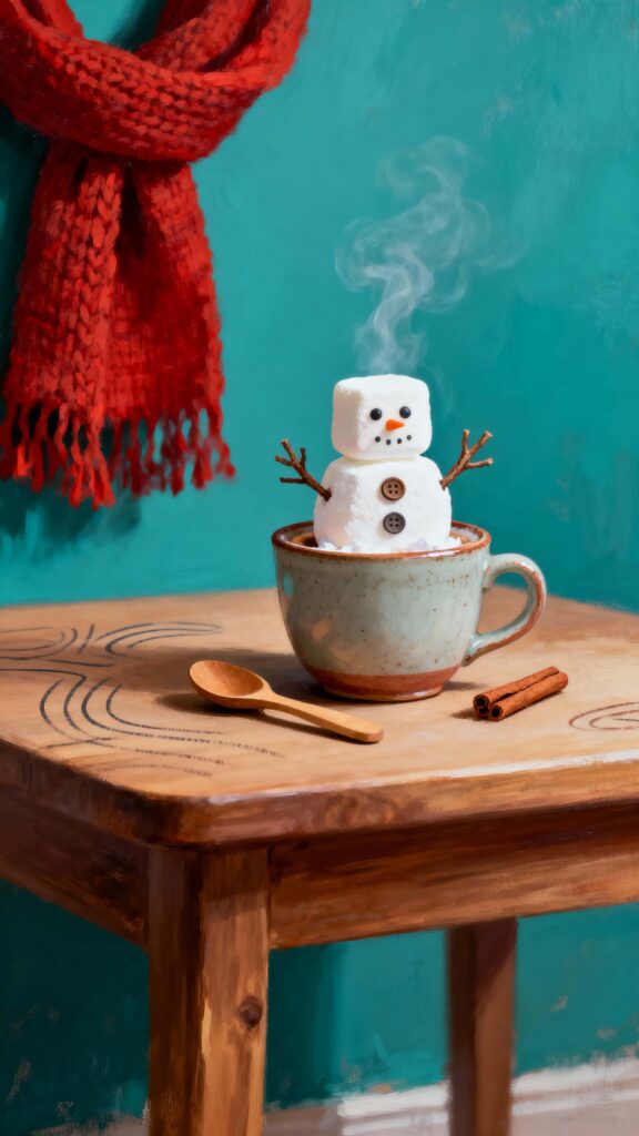 Marshmallow Snowman in Ceramic Cup Portrait - Пример 1