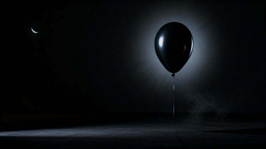 Matte-black balloon floating in darkness - Пример 1