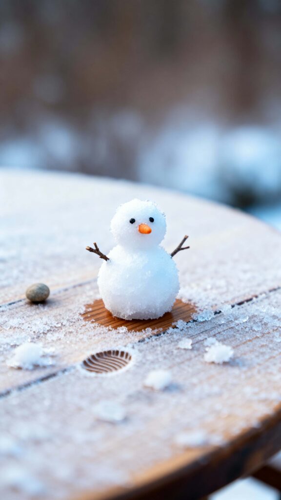 Mini snowman on frosted table - Пример 1