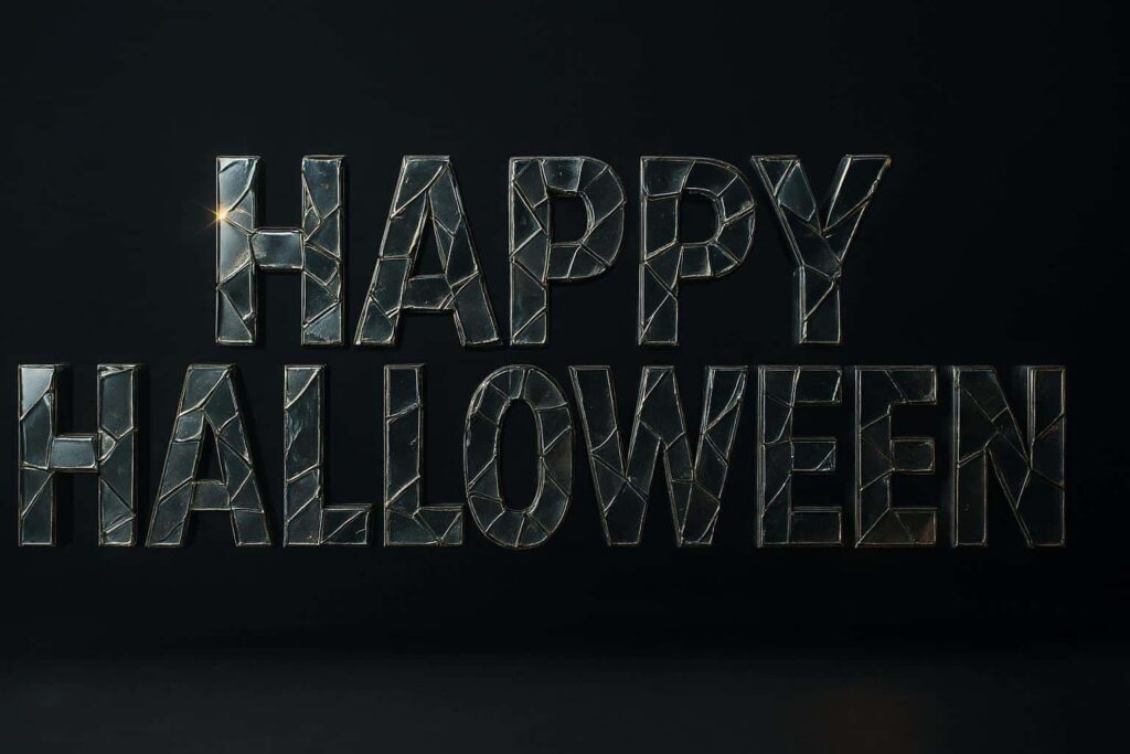 Mirror-shard HAPPY HALLOWEEN typographic assembly - Пример 1