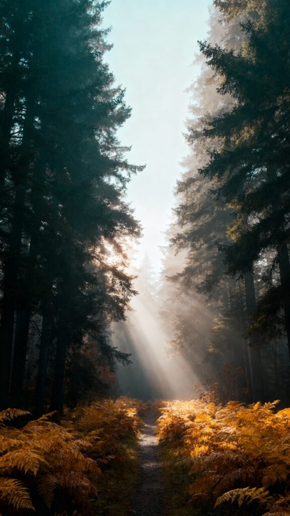 Misty Morning Pines in Autumn - Пример 1