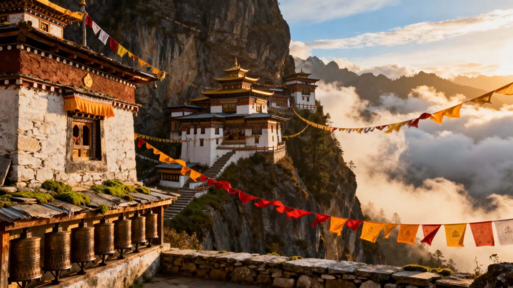 Monastery on Himalayan Cliff at Sunrise - Пример 1