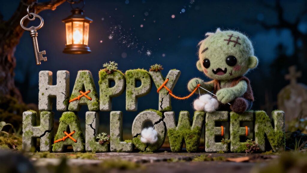 Mossy Concrete ‘HAPPY HALLOWEEN’ Letter Scene - Пример 1