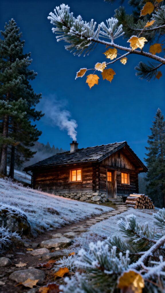 Mountain cabin at dusk serenity - Пример 1