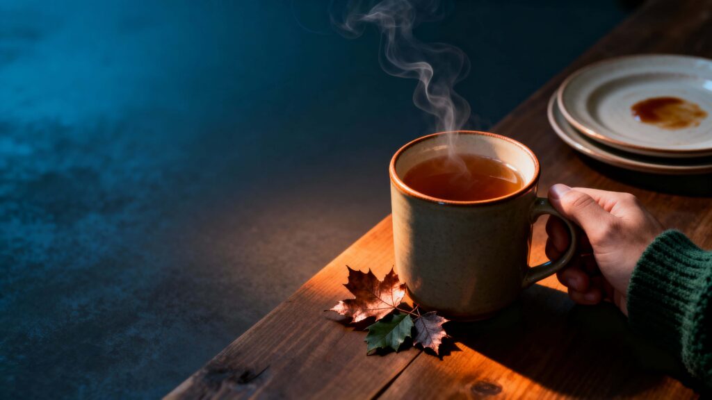 Mug and hand at night table - Пример 1