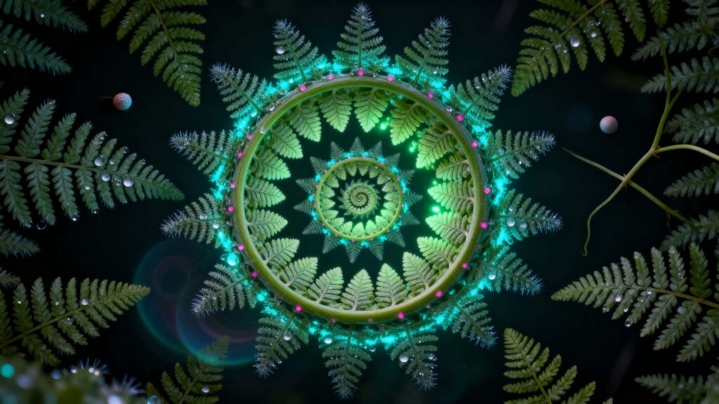 Nautilus Fern Bioluminescent Mandala - Пример 1
