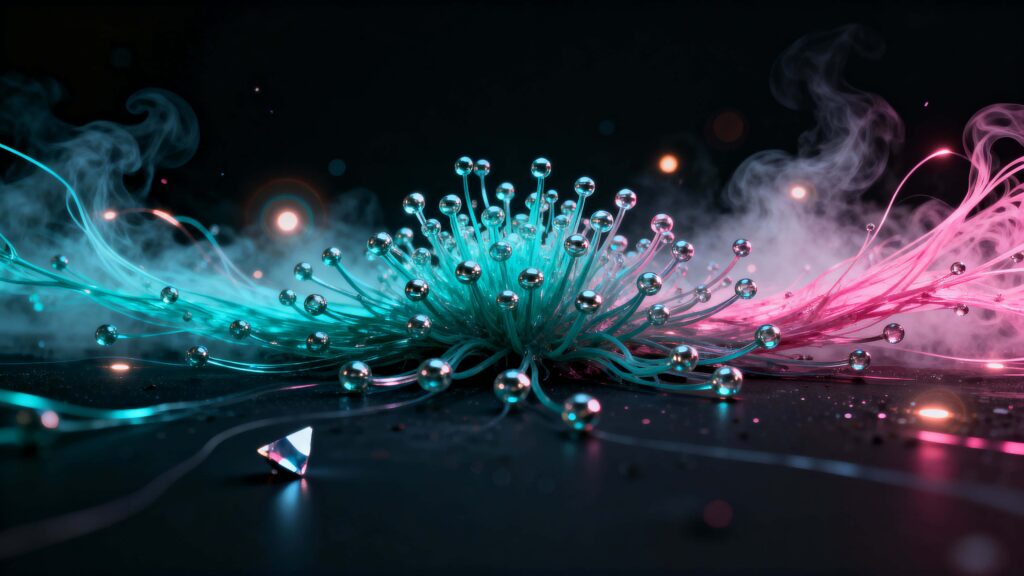 Particle Bloom with Cyan-Pink Tendrils - Пример 1