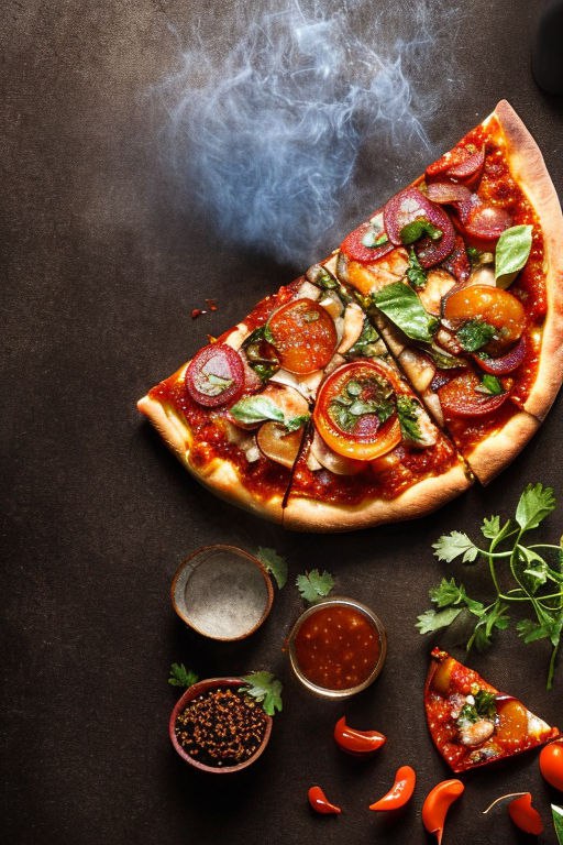 Промпт пицца, копчение, кориандр, красный чили - Пример 1