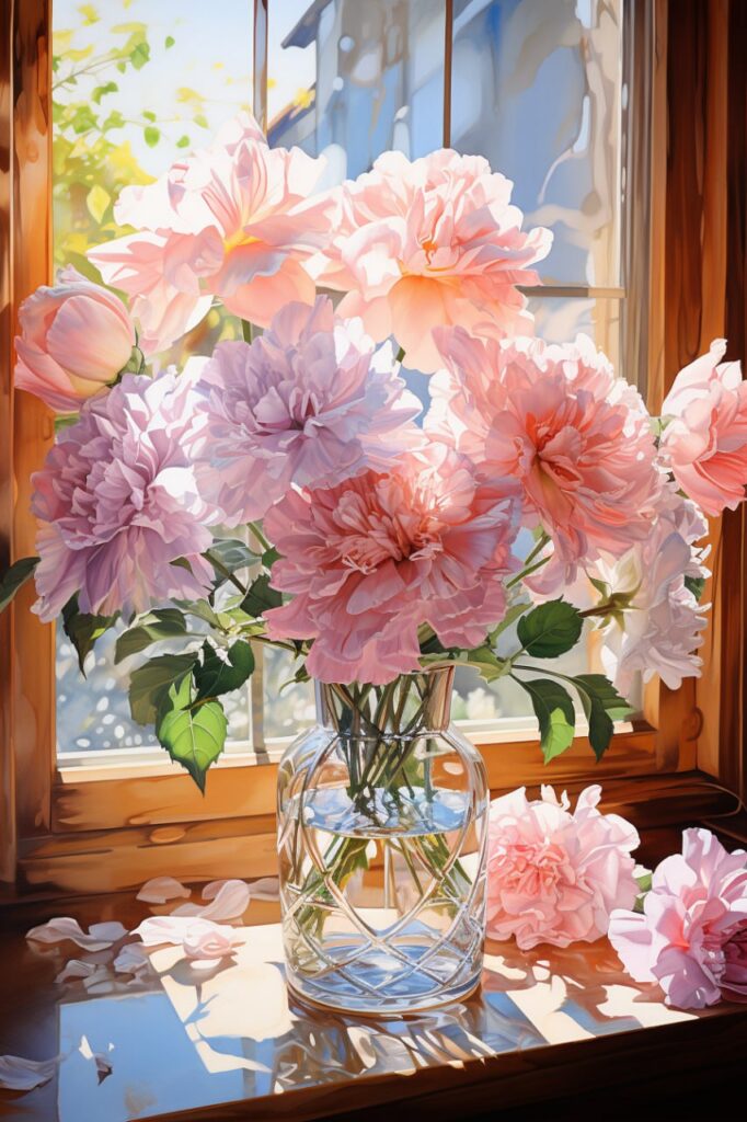 Промт вид из окна, цветы - Пример 1