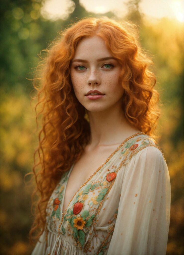 Промпт светловолосой девушки в солнечных лучах - Пример 1