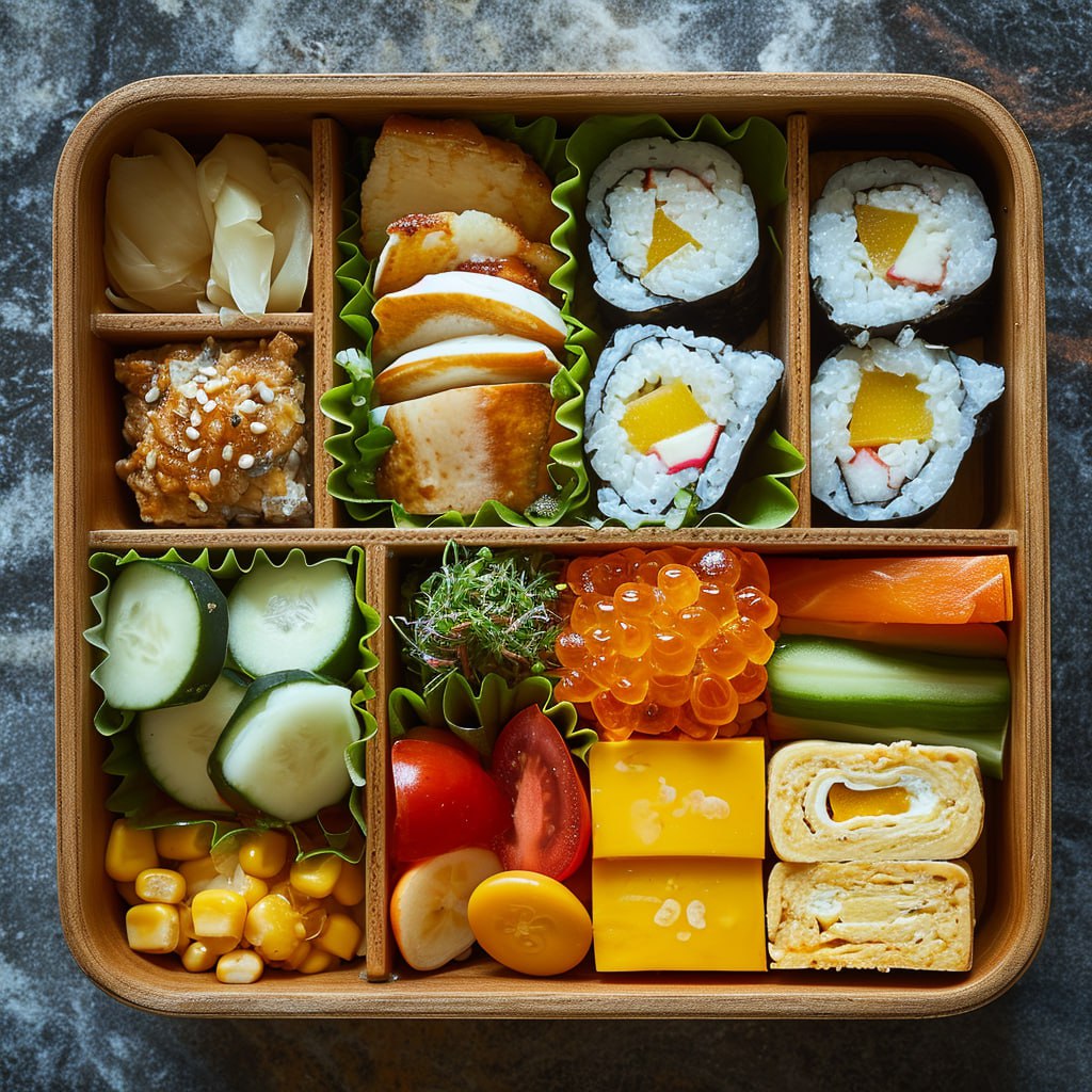 Промпт суши в деревянной коробке - Пример 4