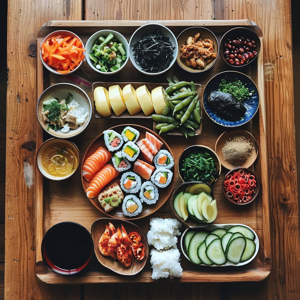 Промпт суши в деревянной коробке - Пример 2