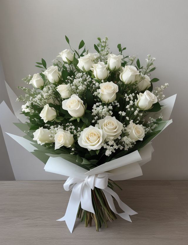 Промпт белые розы - Пример 4