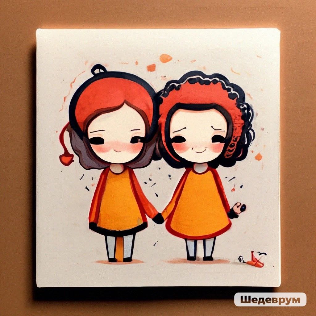 Промпт карикатурный знак зодиака в квадратной рамке, рисунок пастелью и черными чернилами - Пример 6