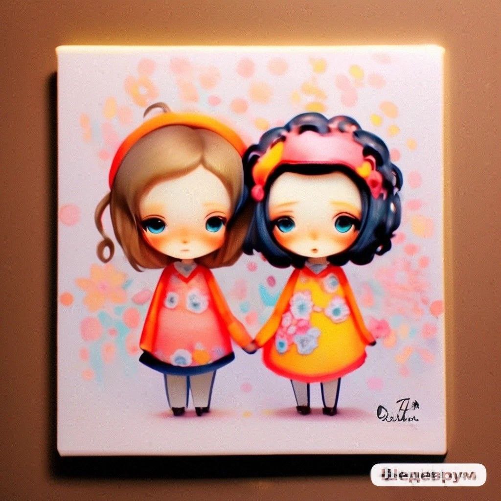 Промпт карикатурный знак зодиака в квадратной рамке, рисунок пастелью и черными чернилами - Пример 5