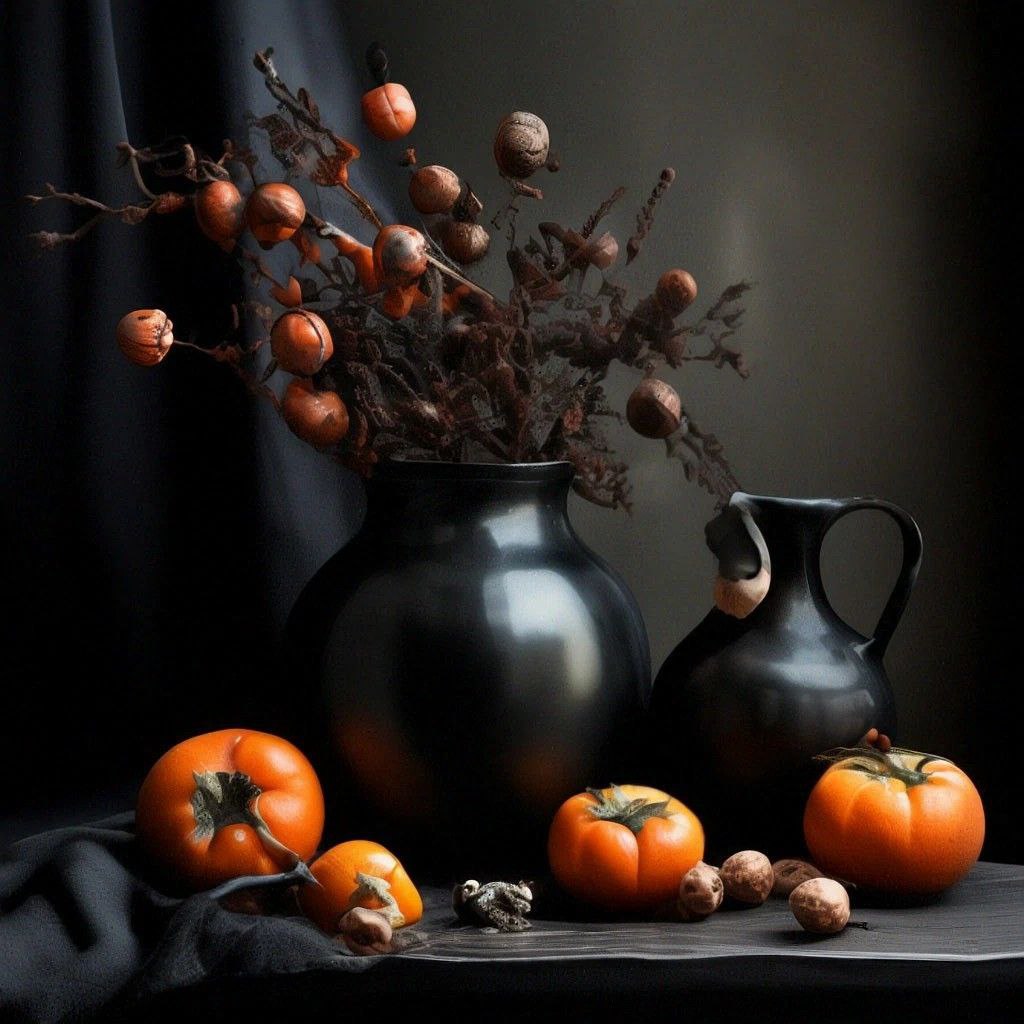 Промпт стильного натюрморта в ограниченной цветовой палитре - Пример 1