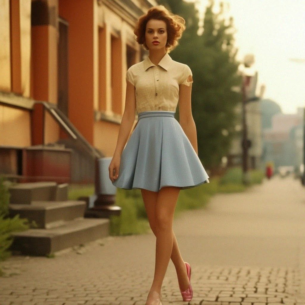 Промпт девушки комсомолки в ретро стиле 60-х - Пример 3