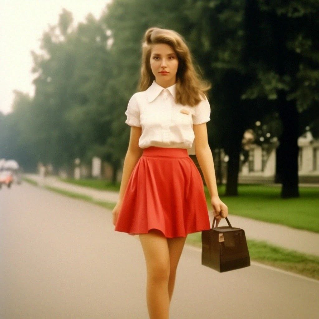 Промпт девушки комсомолки в ретро стиле 60-х - Пример 1