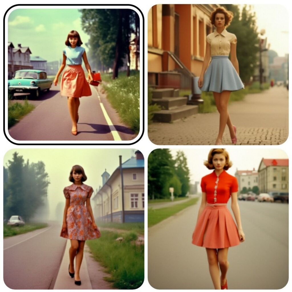 Промпт девушки комсомолки в ретро стиле 60-х - Пример 2