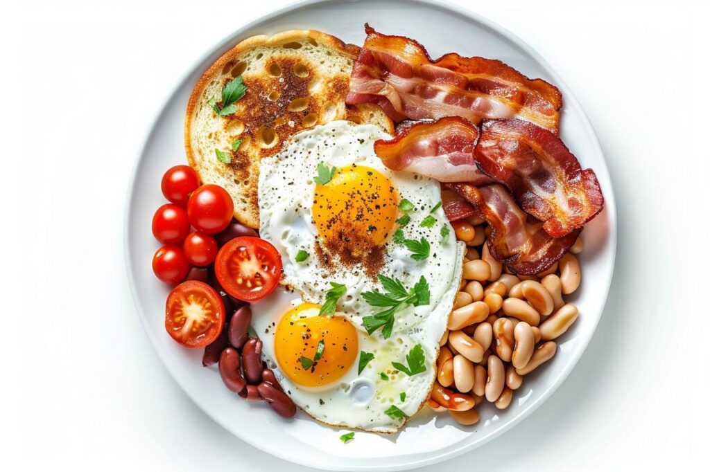 Промпт еды на белом фоне, вид сверху - Пример 3