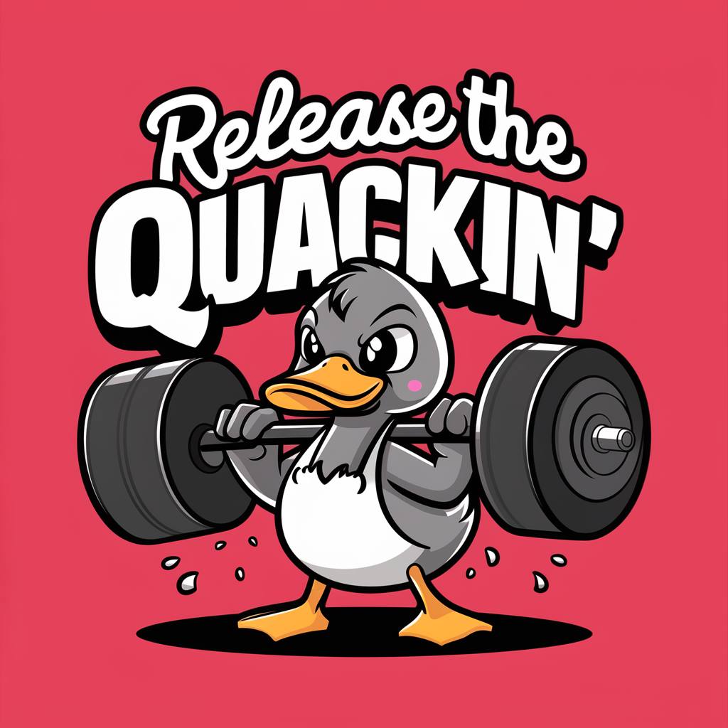 Промпт мультяшный утенок на футболке с надписью - Пример 1