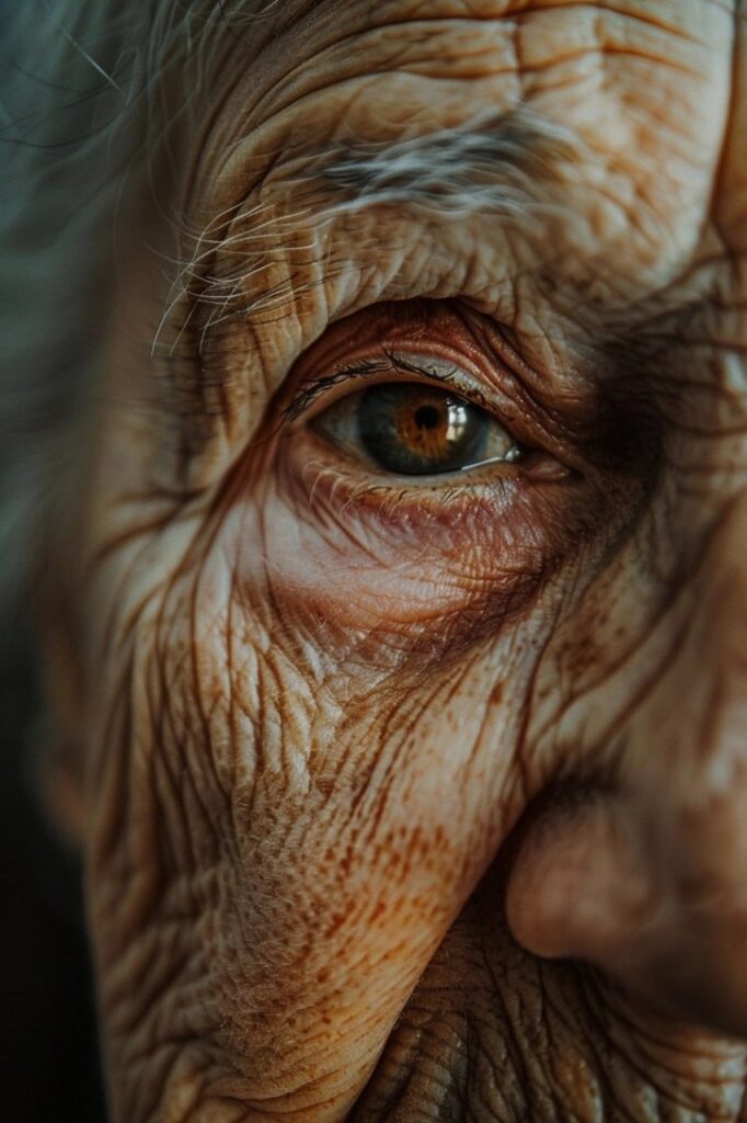 Промпт крупный план лица пожилой женщины - Пример 1