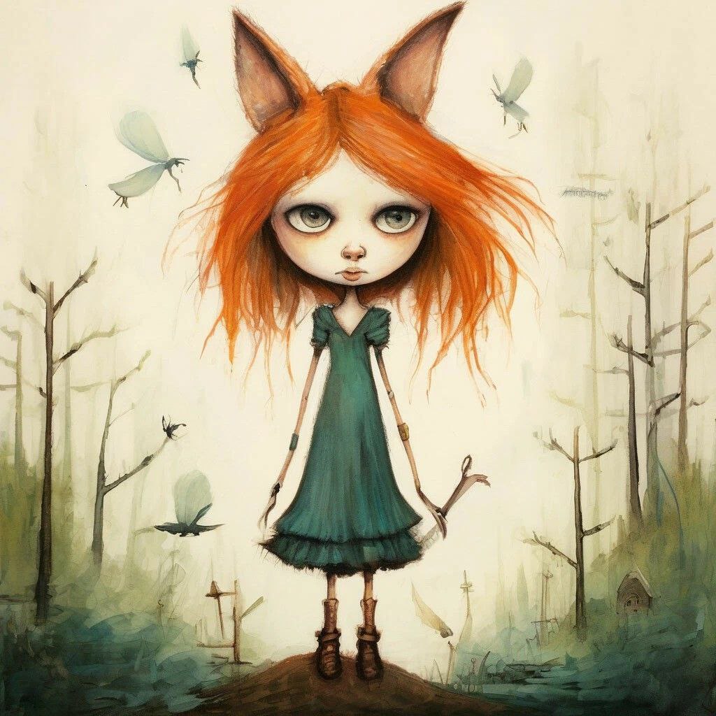 Промпт лесная фея, девочка кошка - Пример 1