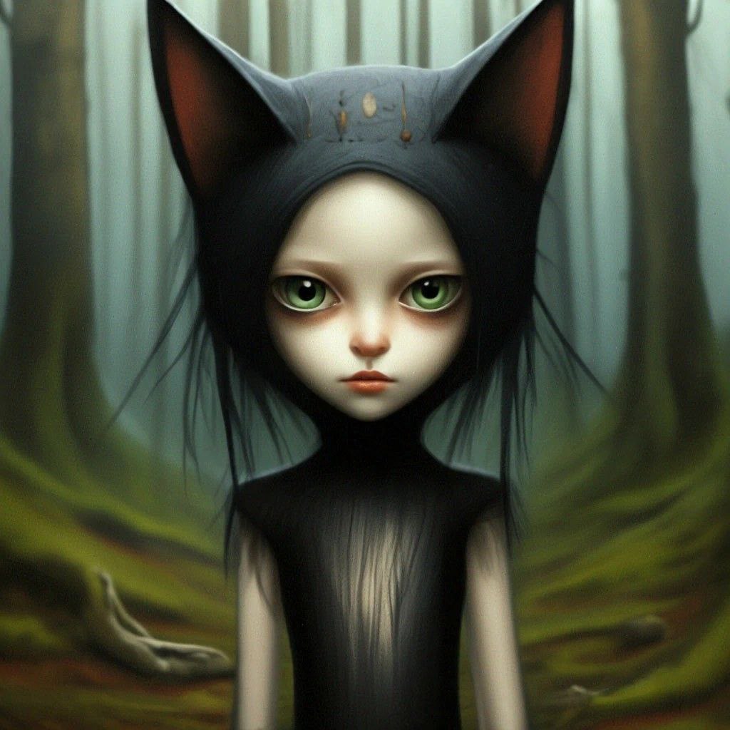 Промпт лесная фея, девочка кошка - Пример 2