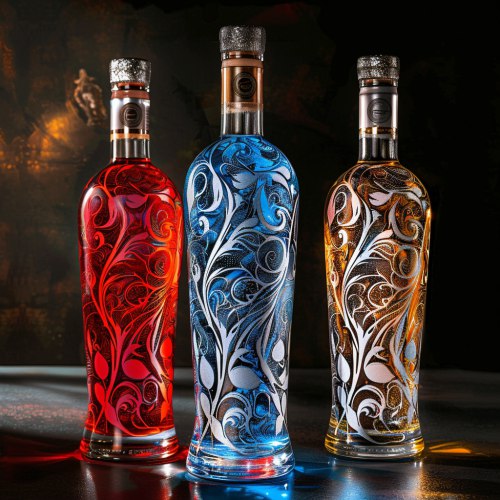 Промпт фото 3 бутылки голландской водки для рекламы - Пример 2