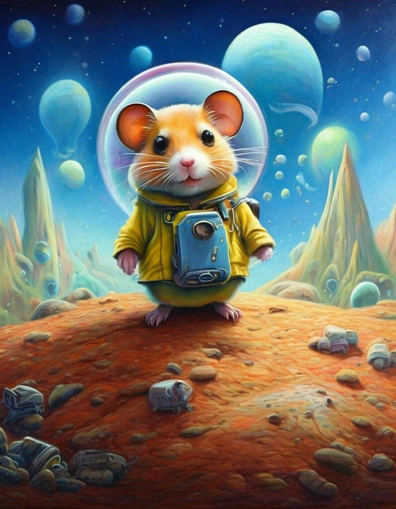 Промпт робот ищет приключения, нежная живопись, мультяшный пейзаж - Пример 2