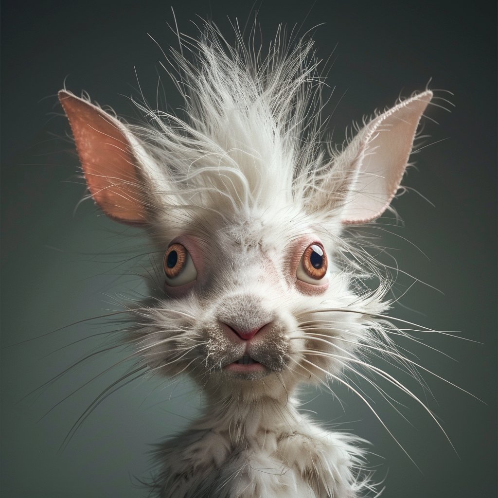 Промпт смешной фотопортрет гротескного животного - Пример 1