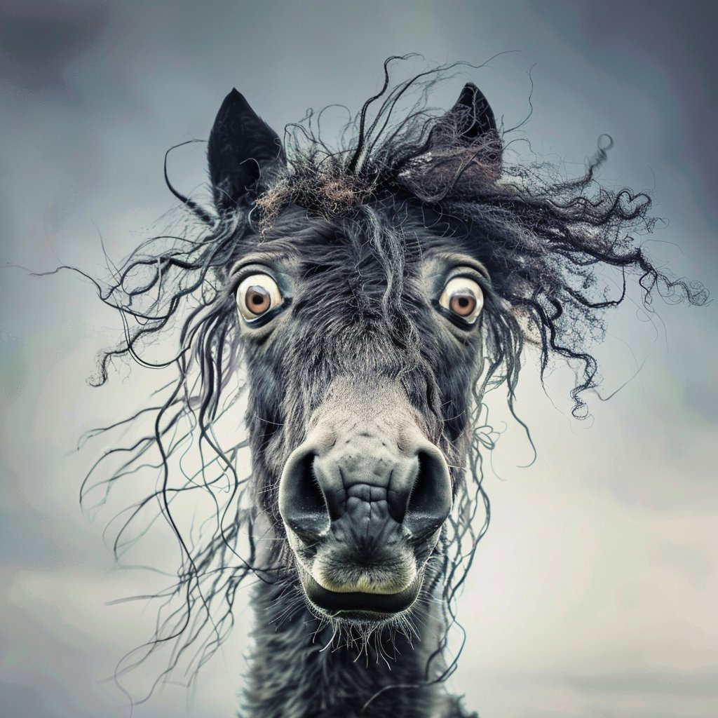 Промпт смешной фотопортрет гротескного животного - Пример 4