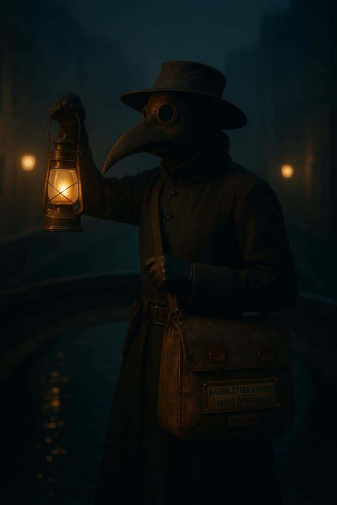 Plague-doctor Courier on Canal Bridge - Пример 1
