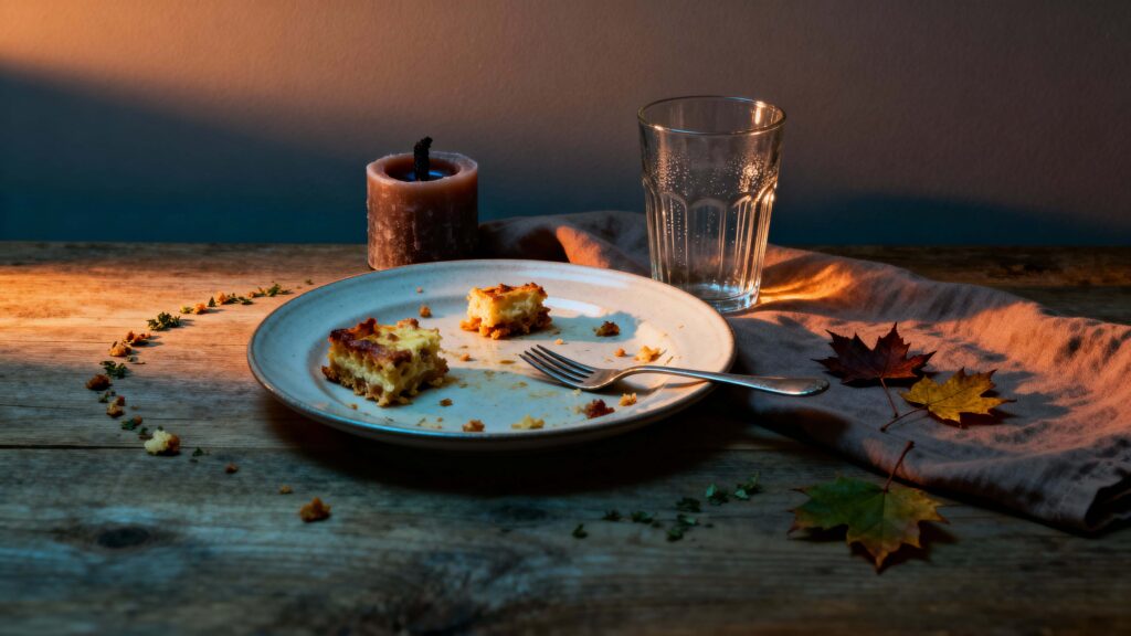 Post-meal calm food photograph, low-angle - Пример 1