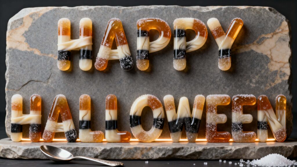 Pulled-Ribbon Candy HAPPY HALLOWEEN Sculpture - Пример 1