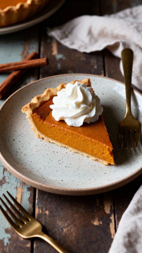 Pumpkin Pie on Speckled Ceramic Plate - Пример 1