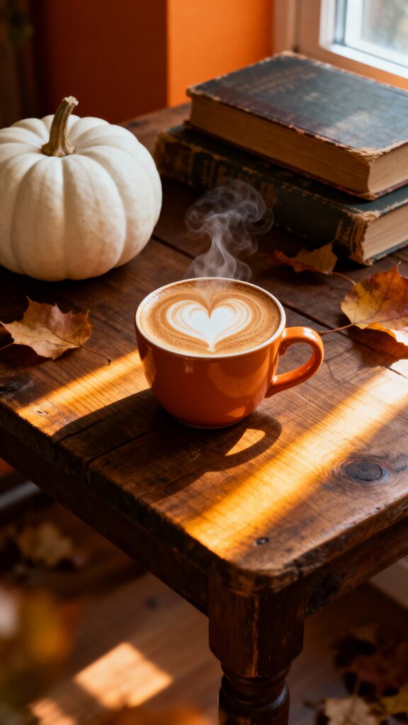 Pumpkin Spice Latte on Rustic Table - Пример 1