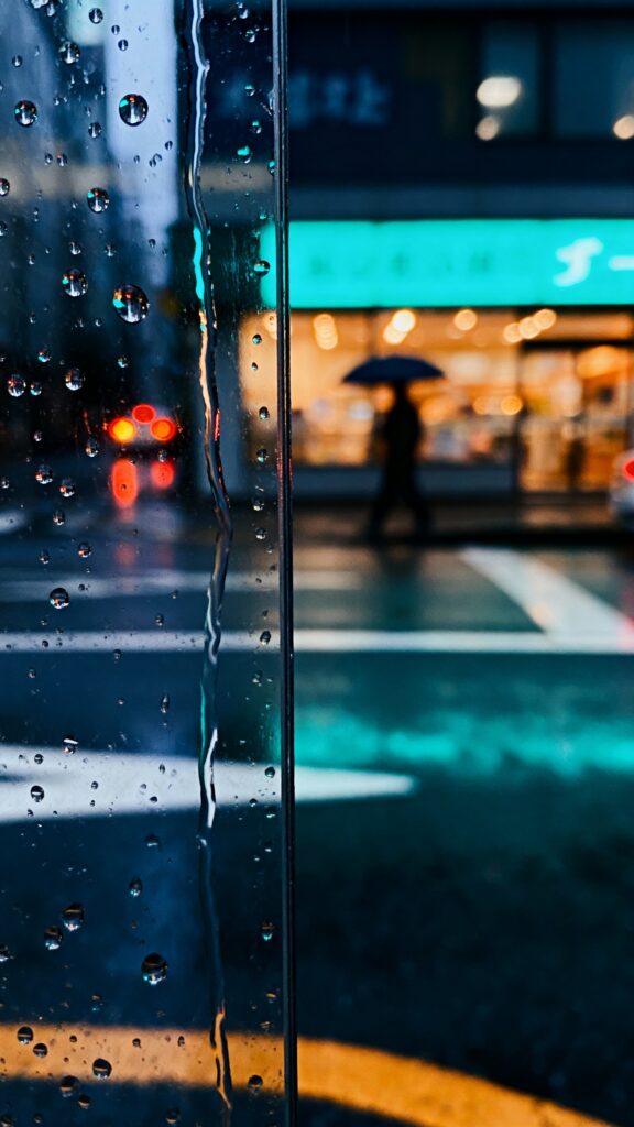 Rainy Street Seen Through Window Vertical - Пример 1