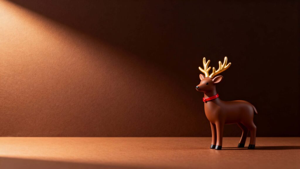 Reindeer figurine on chocolate background - Пример 1