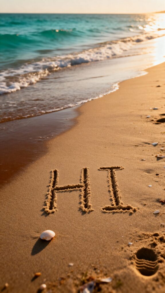 Sand ‘HI’ message on beach - Пример 1
