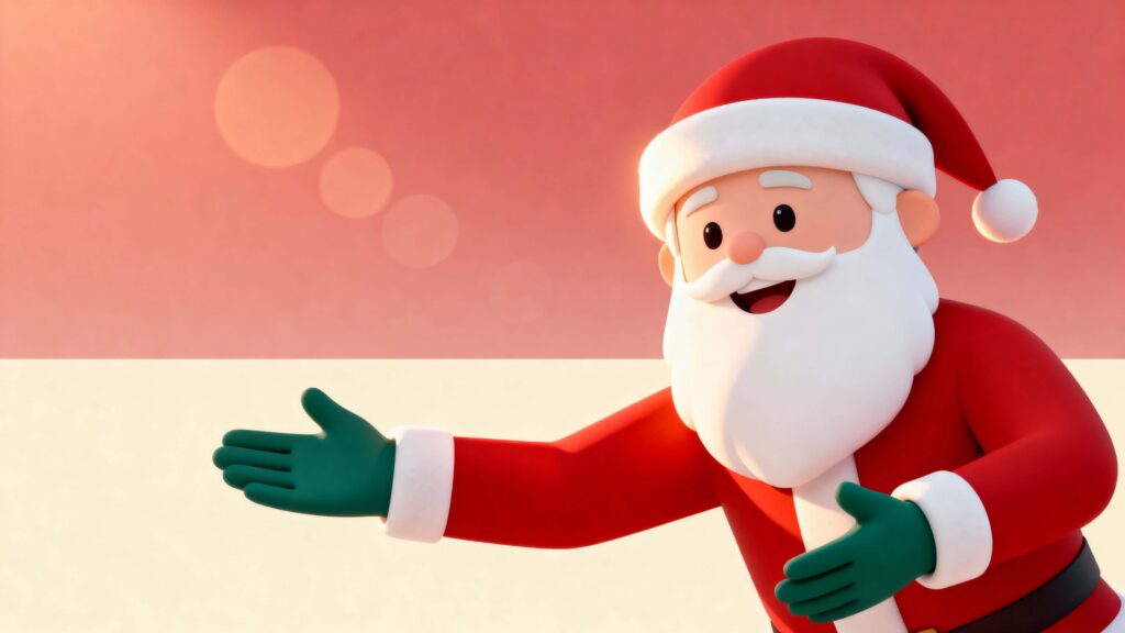 Santa inviting mid-torso close-up portrait - Пример 1