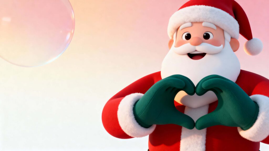 Santa making heart hand gesture portrait - Пример 1