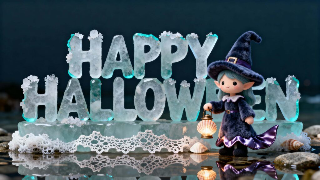 Sea-glass Halloween sculpted letters with witch - Пример 1