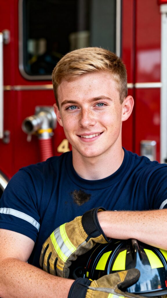 Sean firefighter trainee headshot, optimistic portrait - Пример 1