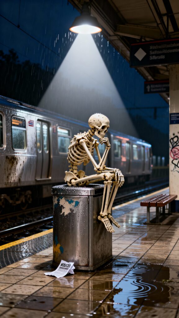 skeleton thinker on metro platform - Пример 1