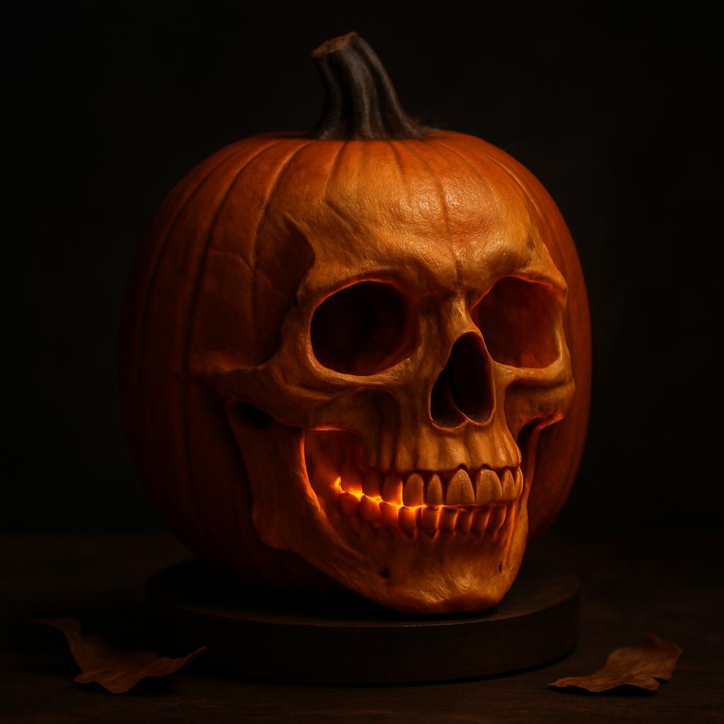 skull-carved halloween pumpkin study - Пример 1