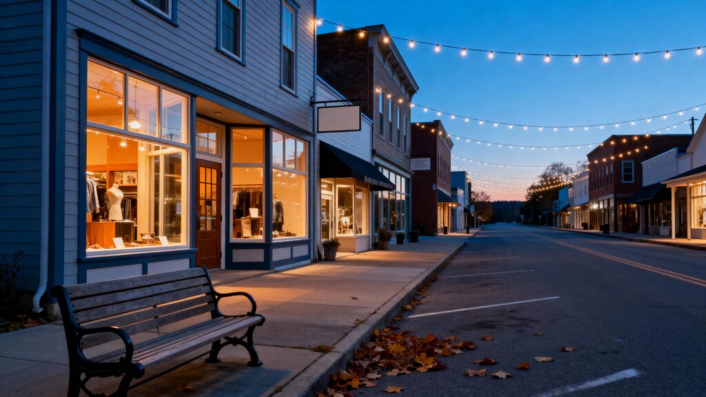 Small-town main street blue hour - Пример 1