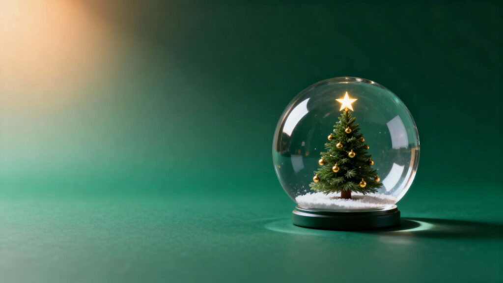 Snow globe on emerald green background - Пример 1