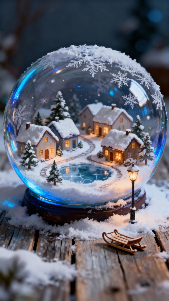 Snowy Village in Glass Bubble - Пример 1