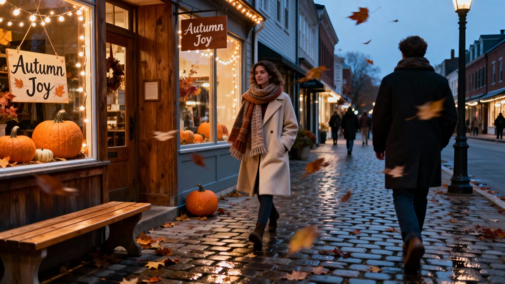 Street shops decorated for fall - Пример 1